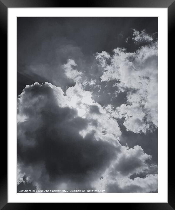 Sunlit Cloudy Sky Framed Mounted Print by Elaine Anne Baxter