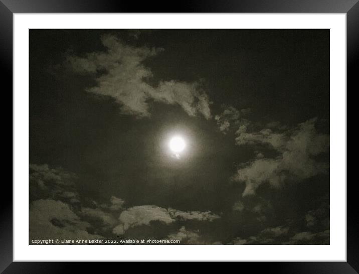 Spring Full Moon on a Cloudy Night Framed Mounted Print by Elaine Anne Baxter