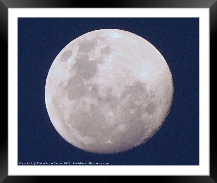 Full Moon Close-up Framed Mounted Print by Elaine Anne Baxter