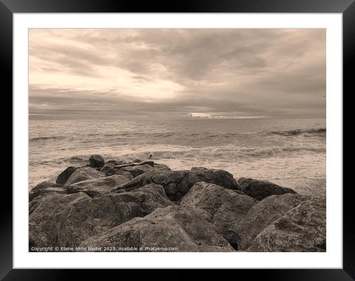 English Channel Shoreline Framed Mounted Print by Elaine Anne Baxter