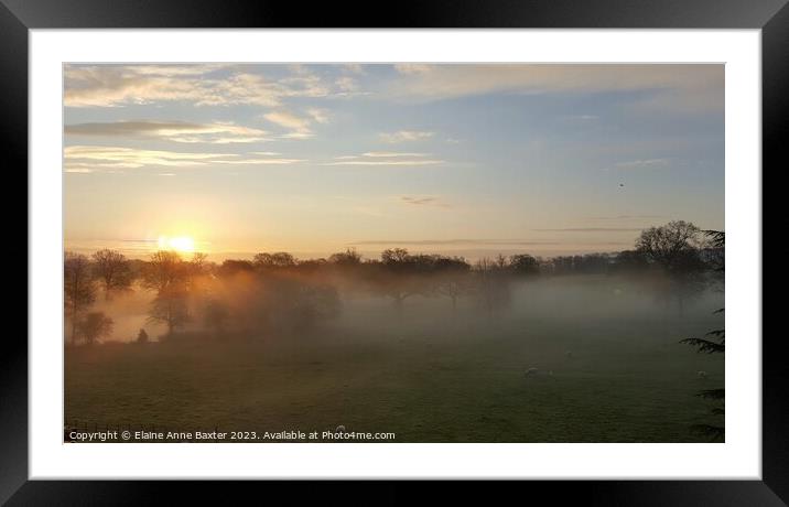 Sunrise in the English Countryside Framed Mounted Print by Elaine Anne Baxter