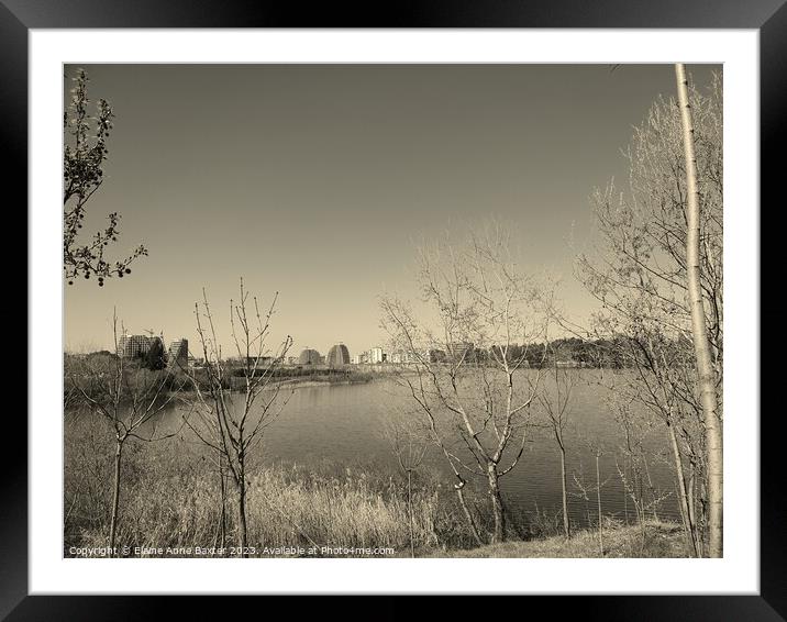 Tirana City view over Lake Grand Park Framed Mounted Print by Elaine Anne Baxter