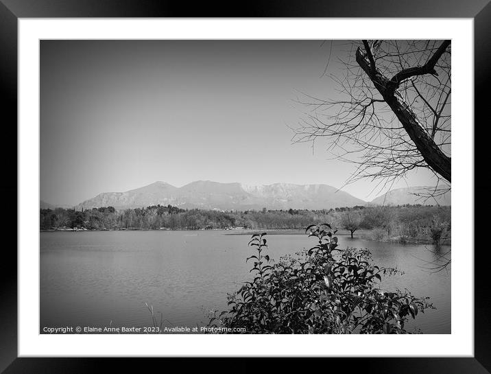 View of Mountains Lake Tirana Grand Park Framed Mounted Print by Elaine Anne Baxter