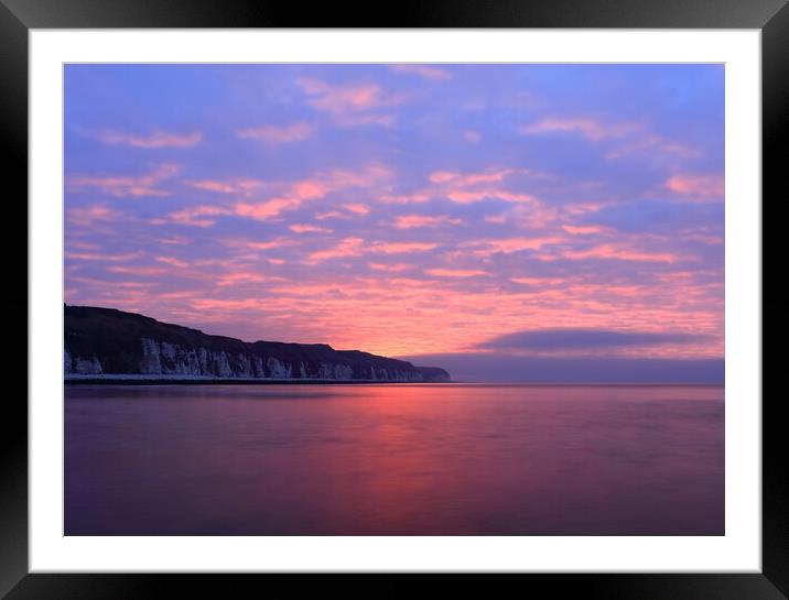 Sunrise at Danes Dyke beach. Framed Mounted Print by Drew Watson