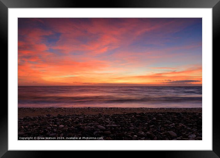 Beach sunrise. Framed Mounted Print by Drew Watson