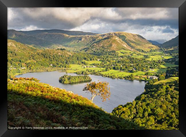 A Serene Autumn Morning at Grasmere Lake Framed Print by Terry Newman