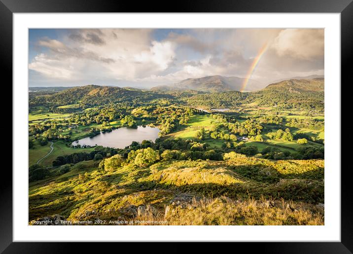 Serene Sunrise Over Loughrigg Tarn Framed Mounted Print by Terry Newman