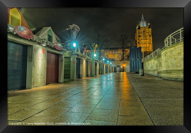 Norwich Market A Medieval Nighttime Delight Framed Print by Terry Newman