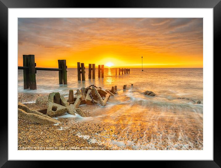 Warm Hues of Bawdsey Sunrise Framed Mounted Print by Terry Newman