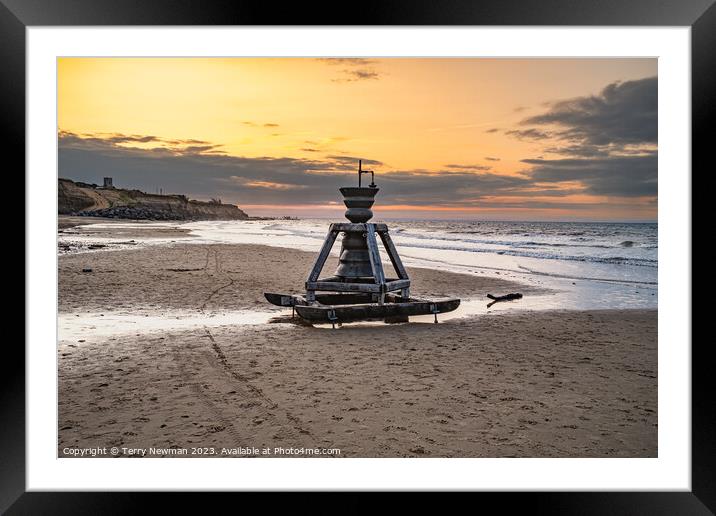 Sundown Serenade at Happisburgh's Time and Tide Be Framed Mounted Print by Terry Newman