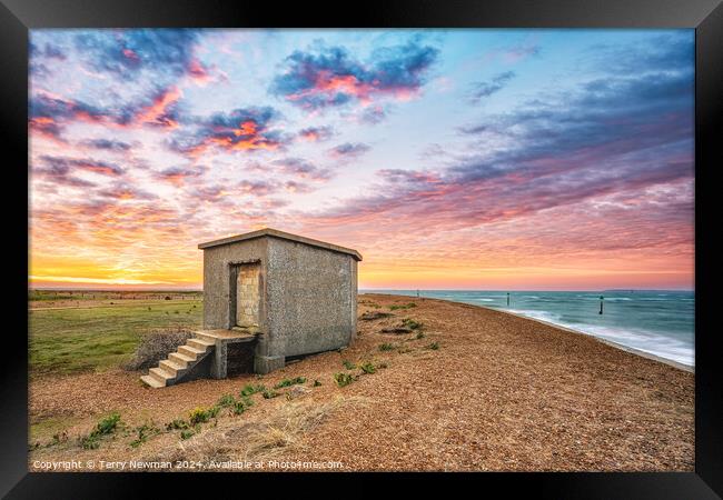 Sunrise Colours at Landguard Framed Print by Terry Newman