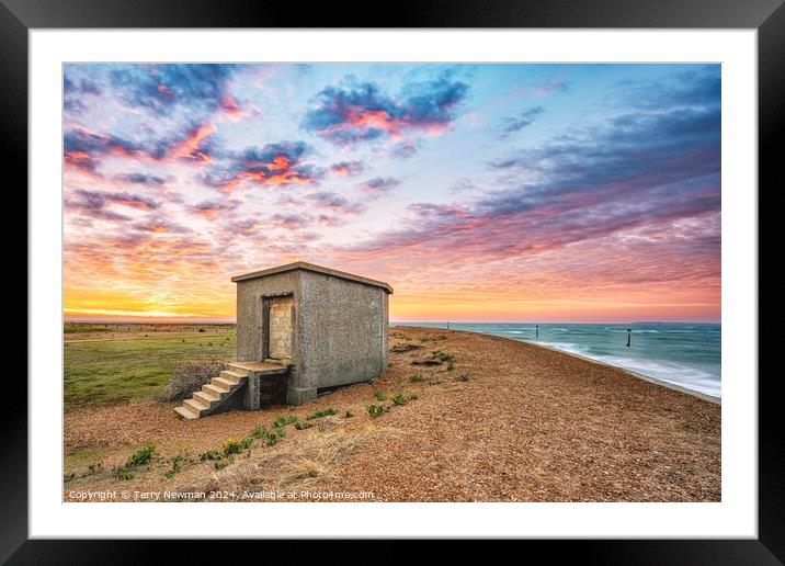 Sunrise Colours at Landguard Framed Mounted Print by Terry Newman