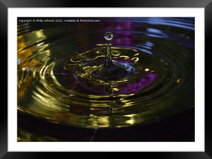 Water Droplet Gold 1 Framed Mounted Print by Philip Lehman