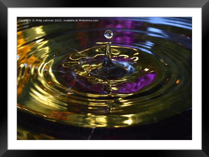 Water Droplet Gold 2 Framed Mounted Print by Philip Lehman