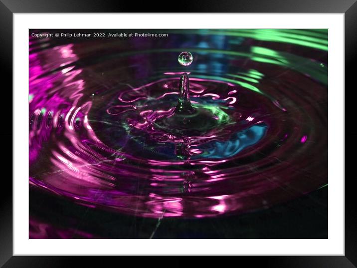 Water Droplet Pink Framed Mounted Print by Philip Lehman