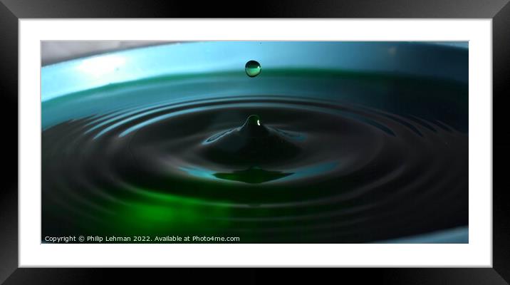 Green Water drops (8A) Framed Mounted Print by Philip Lehman