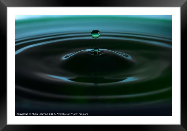 Green Water drops (19A) Framed Mounted Print by Philip Lehman