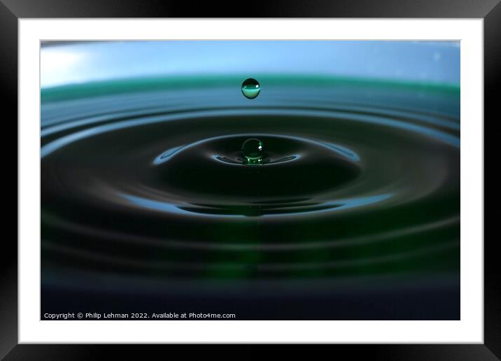Green Water drops (23A) Framed Mounted Print by Philip Lehman