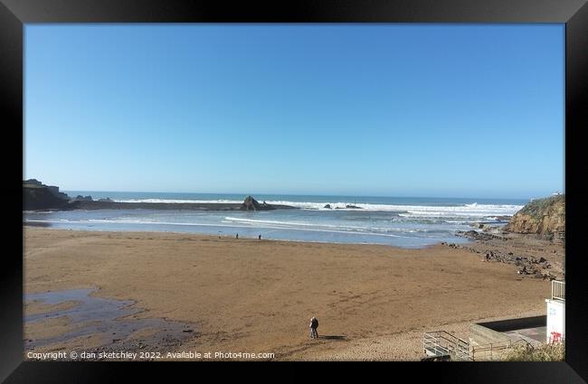 Staring across summerleaze beach  Framed Print by dan sketchley