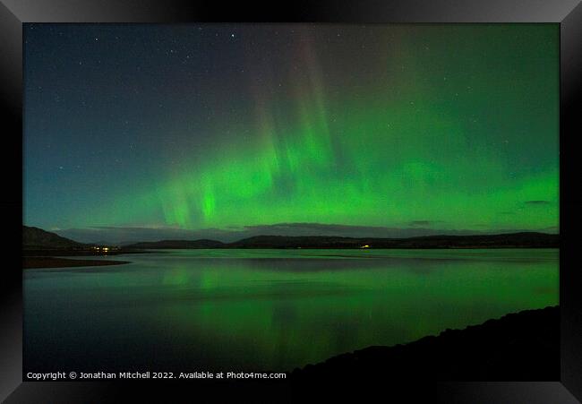 Amazing display of the Aurora Borealis in northern Scotland Framed Print by Jonathan Mitchell