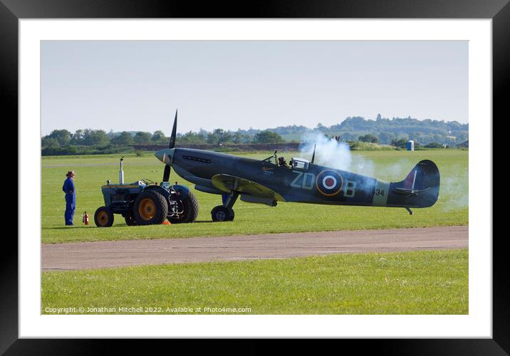 Spitfire Ready for Take-off Framed Mounted Print by Jonathan Mitchell
