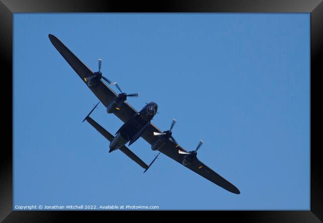 Lancaster Bomber in Flight Framed Print by Jonathan Mitchell