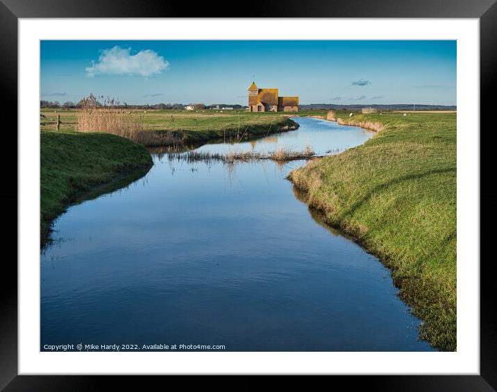 Fairfield church at the end of the dyke Framed Mounted Print by Mike Hardy