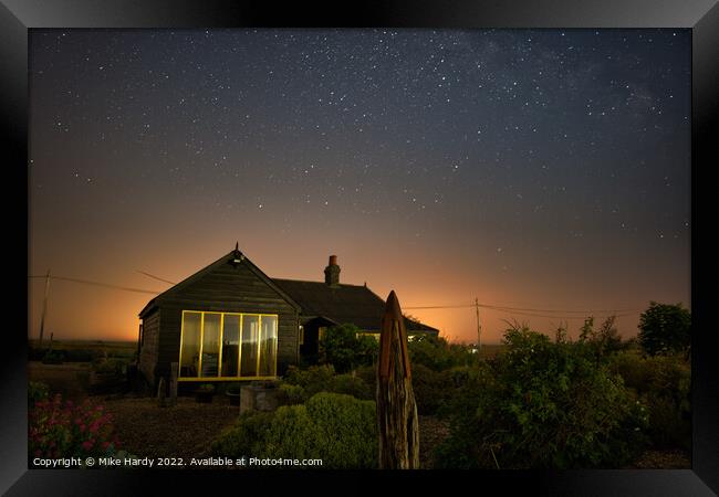 Prospect Cottage by Starlight at Dungeness Framed Print by Mike Hardy