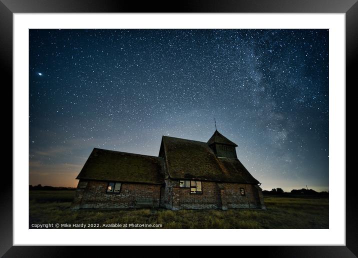Magical Church Beneath Stars Framed Mounted Print by Mike Hardy