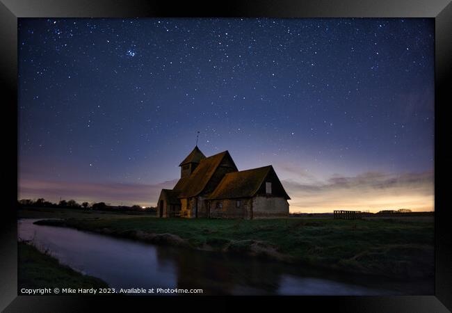 Remote church beneath the stars Framed Print by Mike Hardy