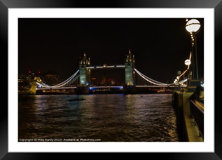 Tower Bridge at night Framed Mounted Print by Mike Hardy