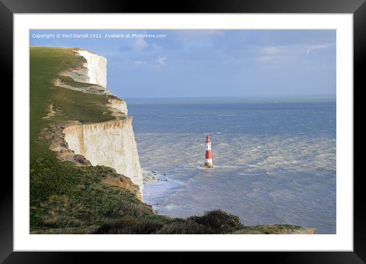 Beachy Head Lighthouse from the cliff top Framed Mounted Print by Paul Daniell