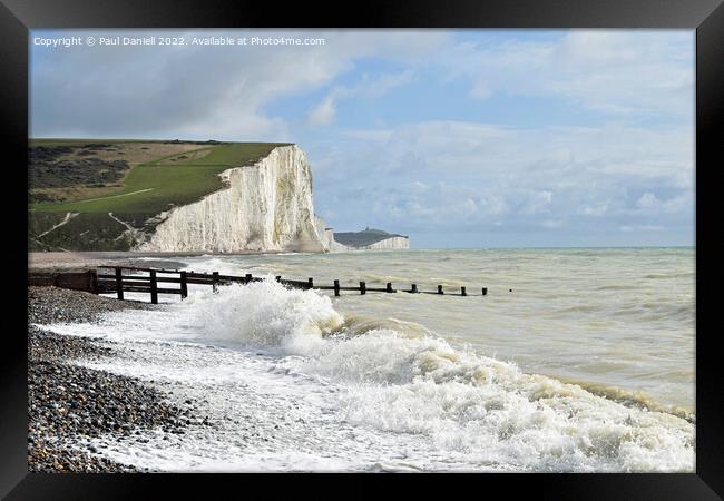 Cliffs and waves   Framed Print by Paul Daniell