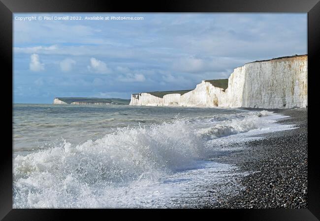 Waves at Birling Gap  Framed Print by Paul Daniell