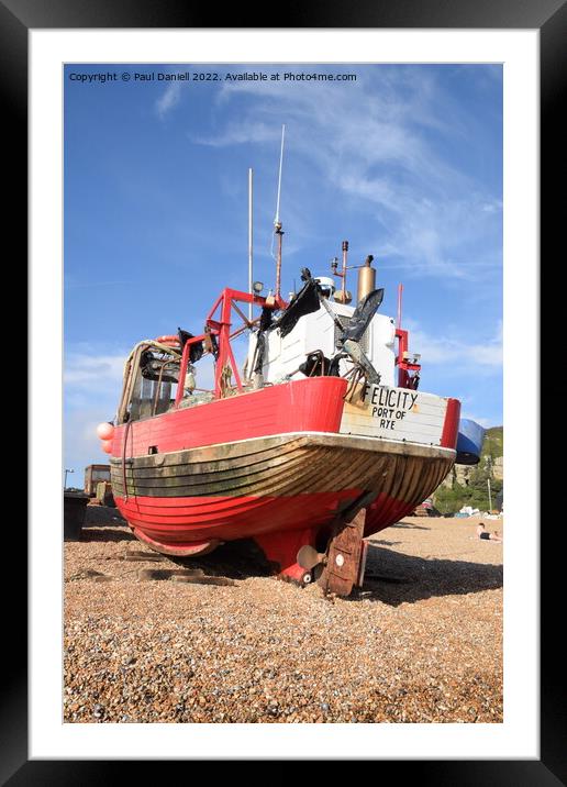Red fishing boat Framed Mounted Print by Paul Daniell