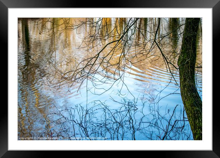 Lakeside view with Ripples and Reflections Framed Mounted Print by Pamela Reynolds