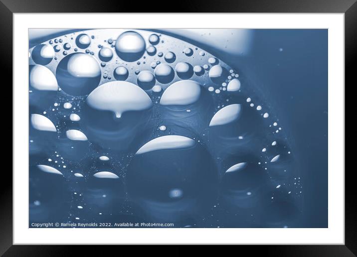 Bubbles in Blue Tones Framed Mounted Print by Pamela Reynolds