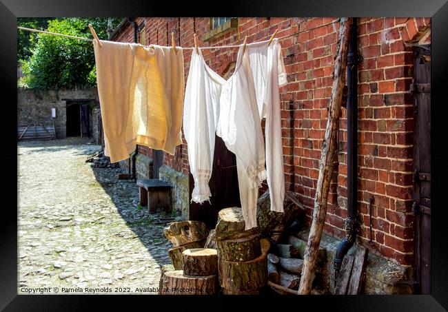 Victorian Long Johns and Bloomers Drying on a Washing Line Framed Print by Pamela Reynolds