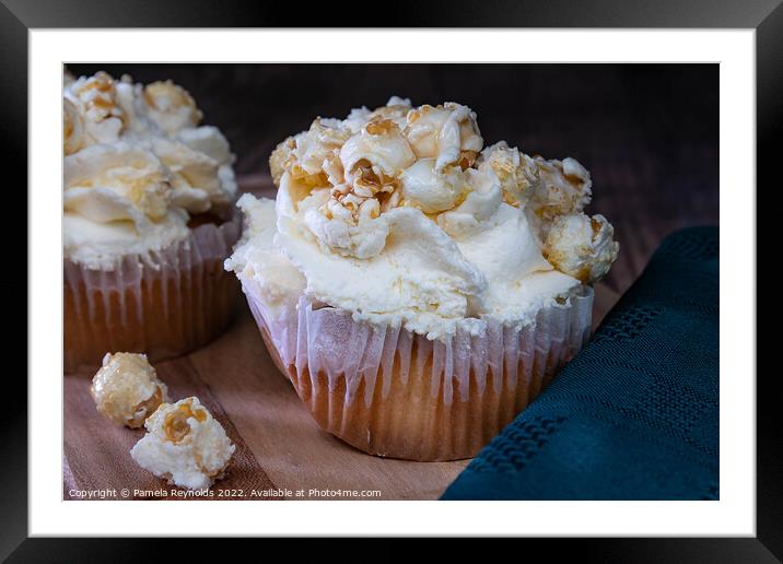 Cream Cupcakes with Toffee Popcorn Framed Mounted Print by Pamela Reynolds
