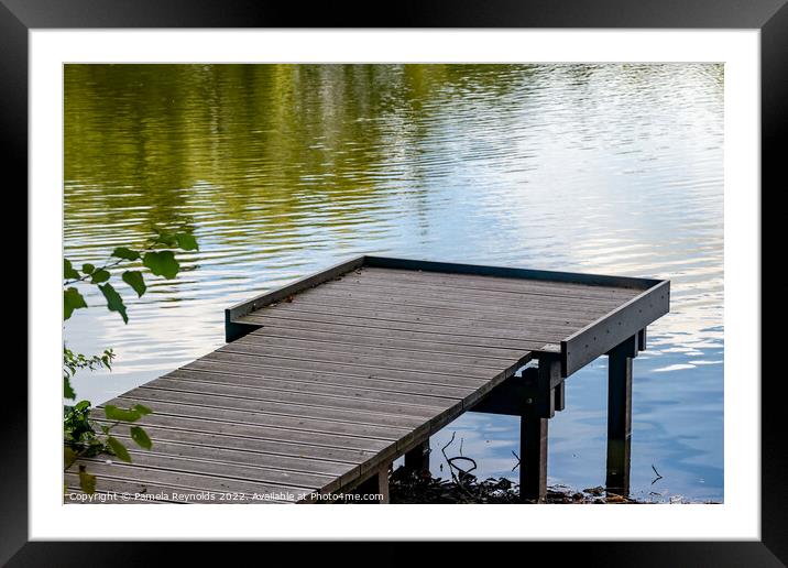 Landing Stage at Apley Wood Fishing Pool Framed Mounted Print by Pamela Reynolds