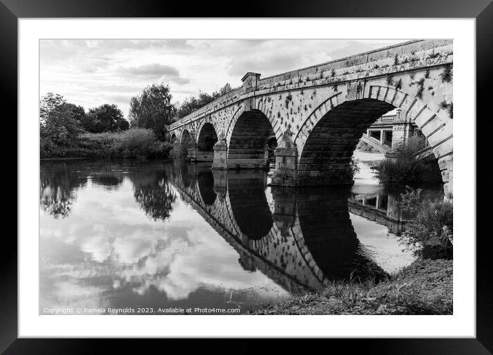Atcham Bridge in Monochrome  Framed Mounted Print by Pamela Reynolds