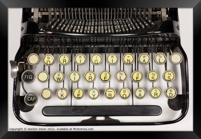 The original wireless keyboard on an old typewriter, and no battery to boot Framed Print by Gordon Dixon