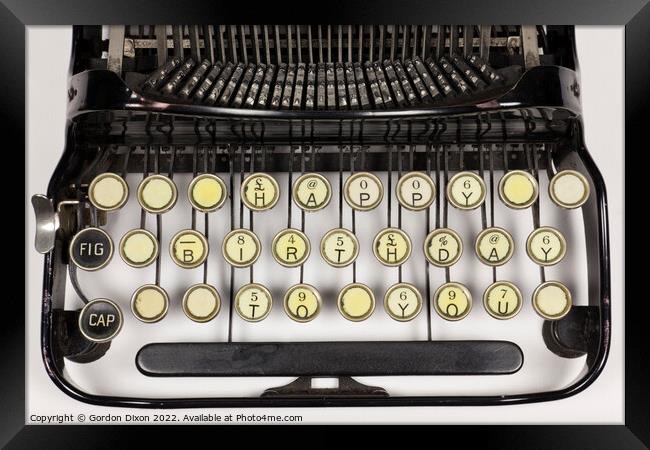 Vintage typewriter keys rearranged to say 'Happy Birthday To You' Framed Print by Gordon Dixon