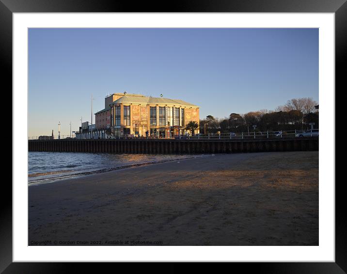 Weymouth Pavilion - lit by sunset on a winter's day Framed Mounted Print by Gordon Dixon