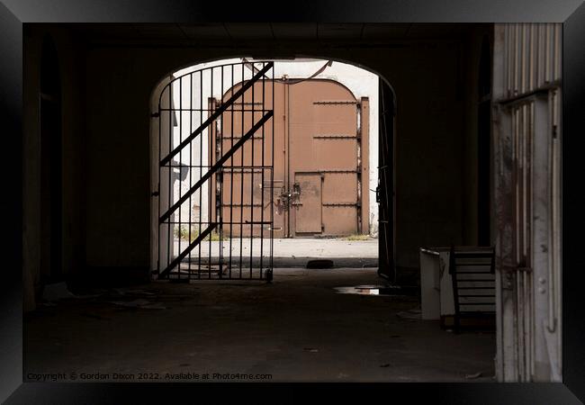 Prison Main gate - from the inside. Abandoned Pudu jail, Kuala Lumpur Framed Print by Gordon Dixon