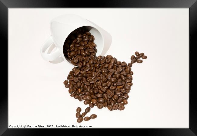 Coffee beans and a symbol of love - roasted beans arrangement Framed Print by Gordon Dixon