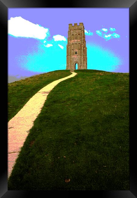 Posturized version of a path to Glastonbury Tor in Somerset Framed Print by Gordon Dixon