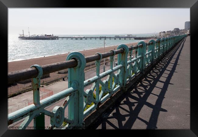 Brighton upper promenade, beach and pier Framed Print by Gordon Dixon