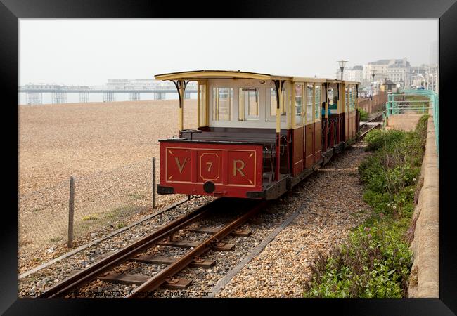 The Volks narrow gauge electric railway on Brighton beach  Framed Print by Gordon Dixon