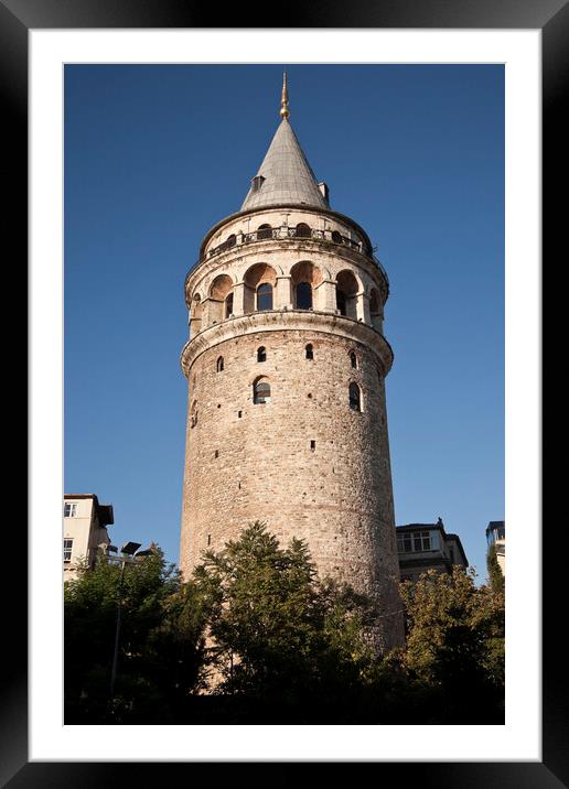 Historic Galata Tower in the Beyoglu district of Istanbul Framed Mounted Print by Gordon Dixon